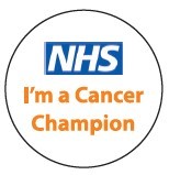 Circle containing the NHS logo and the words 'I'm a Cancer Champion'